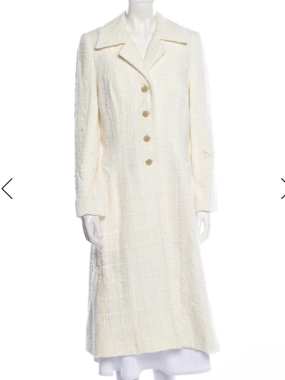 Peggy Jennings Cream Bouclé Long Sleeve Midi Dress